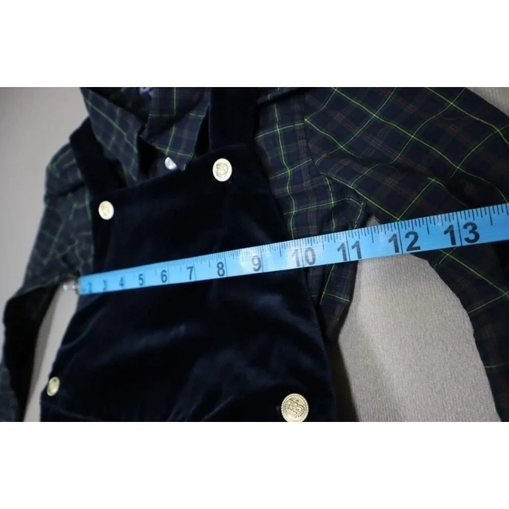 Polo Ralph Lauren Boy's Plaid-Print‎ Shirt & Velvet Overalls Set Size 24M
